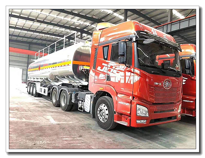 解放半掛鋁合金運(yùn)油車(chē)